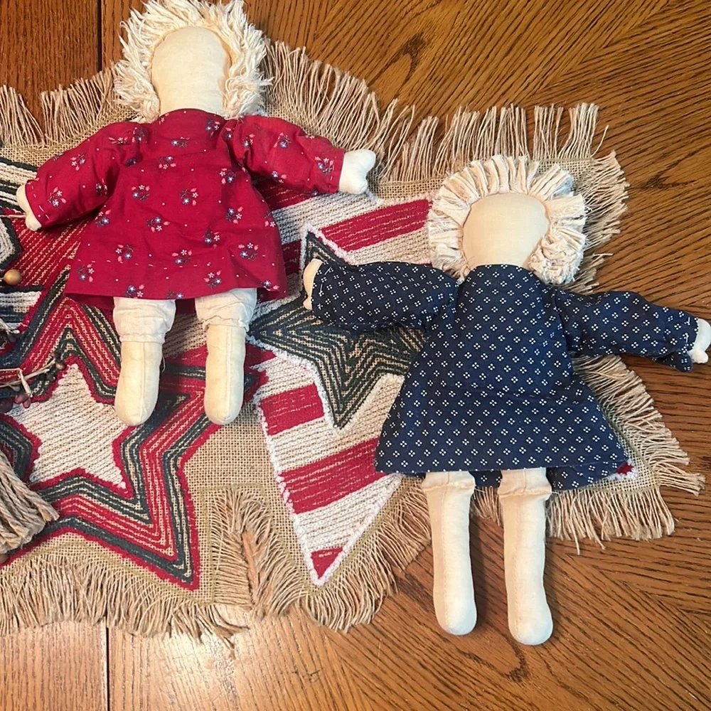 Set of 2 HANDMADE DOLLS & dresses❤️1 RED & 1 NAVY💙